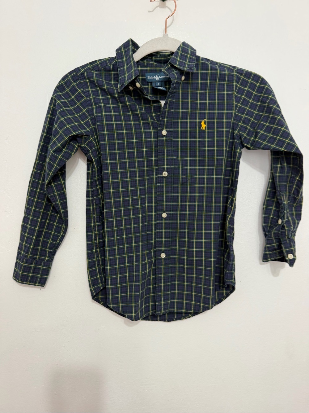 Ralph Lauren Kids Navy & Green Plaid Button-Down Shirt